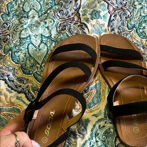 Soda Black Multi-Strap Sandals